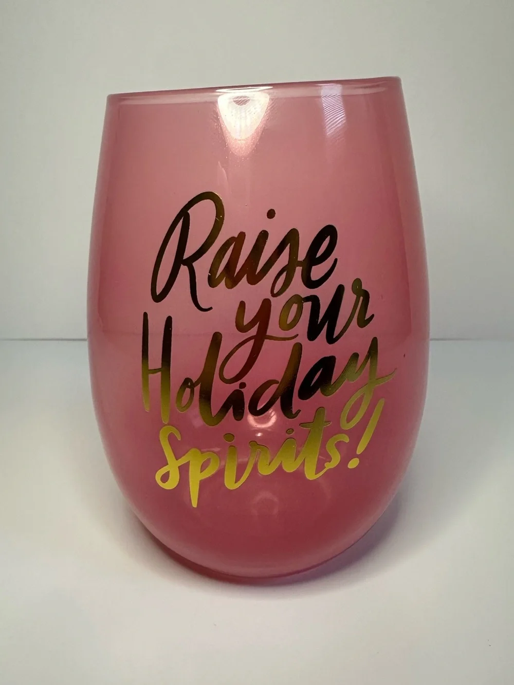 Slant Collection New Raise Your Holiday Spirits Stemless Wine Glass 20 Oz.
